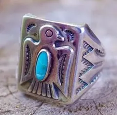 メンズリング鷹タカ　ターコイズリング21号シルバー インディアン ヴィンテージ