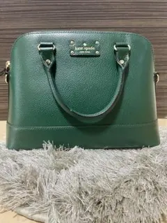 kate spade グリーン ハンドバッグ(ショルダーベルト付)