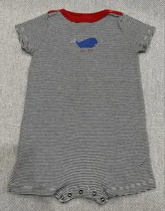 プチバトー　半袖ロンパース　ボーダー×くじら