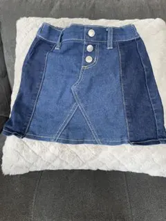 デニムミニスカート ボタン付き ゴムウエスト