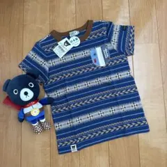 ★ダブルB★ジャガード柄Ｔシャツ★110★ミキハウス★日本製★新品★紺色★