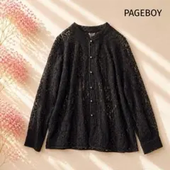 【ページボーイ】美品✨総レースシアー 前開き 長袖 カーディガン 羽織黒 Fのサムネイル