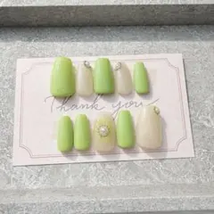 現品セール】ネイルチップ♡グリーン 緑 量産型地雷韓国ワンホン