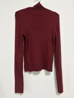 W closet タートルネック リブニット 長袖 ボルドー ラメ