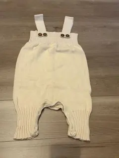ニットオーバーオール　ベージュ　80〜90サイズ