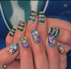 カラフル星型デザインネイルチップ