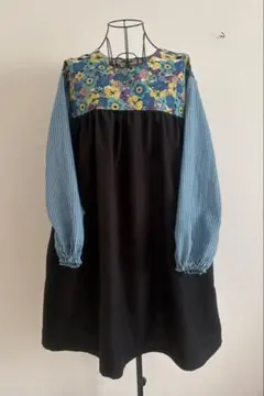 ロング丈　割烹着　保育士エプロン　エプロン　ハンドメイド