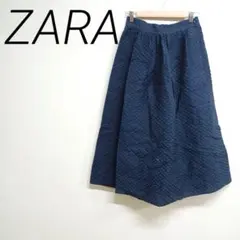 ZARA ネイビー フレアスカート Sサイズ　コットン　☆3110