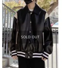 【Chikashitsu +】leather stadium jacket