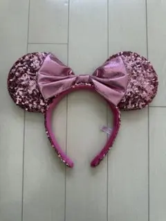 ミニー耳カチューシャ ピンク スパンコール