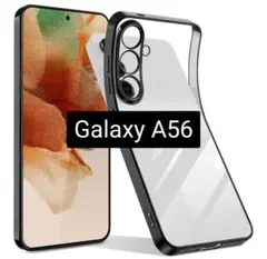 スマホケース Galaxy A56 クリア ブラック カバー ストラップホール