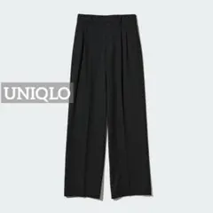 k0307 小さめサイズ UNIQLO タックワイドパンツ ブラック