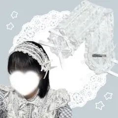 【受注生産】ホワイトスターボタンレースヘッドドレス ハンドメイド ヘッドドレス