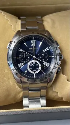 【電池切れ】SEIKO 8B82-0AG0 クロノグラフ ブルー系［付属品完備］