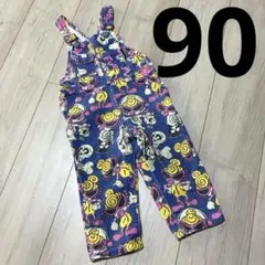 ヒステリックミニ　総柄デニムサロペット　オーバーオール　スカル　90