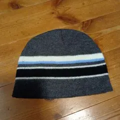 ストライプニット帽 グレー