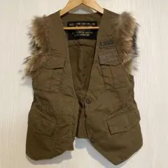 ベスト　レディース　ファー付き