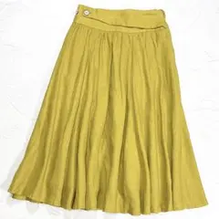 Pal’las Palace　リネン100　フレアスカート　マスタード　日本製のサムネイル
