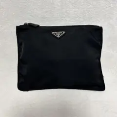 PRADA プラダ ナイロン ポーチ バッグ 化粧ポーチ 三角ロゴプレート 黒