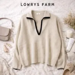 【美品】ローリーズファーム スキッパーニット ワッフル編み ゆったり F