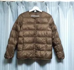 ブラウン キルティング ダウンジャケット