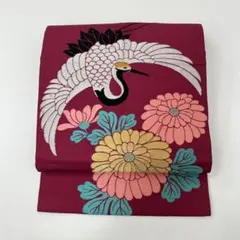 アンティーク 名古屋帯 美しい鶴 織出し 正絹 着物 HO-1605