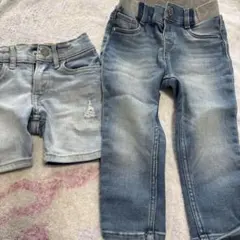 H&M デニム 90cm 半ズボン長ズボンセット