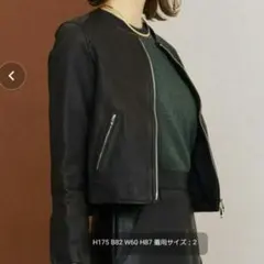 PUBLIC TOKYOノーカラーシープレザーブルゾンライダース