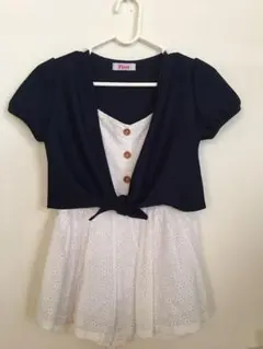 ワンピース パンツ白 ボレロ 2枚 紺白 3点セット