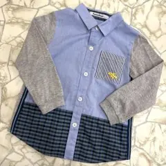 【極美品】ファミリア 長袖シャツ 100 飛行機 刺繍 チェック