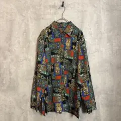 総柄シャツ デザインシャツ ユニセックス レトロ クラシック 古着