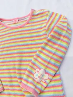 平成レトロ　メゾピアノ　カラフルストライプ長袖Tシャツ