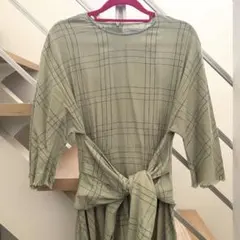 ZARA リネンコットン　裾アシメ　ロングワンピース