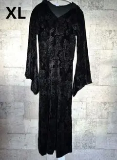 SPIRIT ブラック ベロア素材ワンピース XL　フレア袖