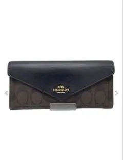 【美品】COACH コーチ シグネチャー 長財布 ブラウン×ブラック