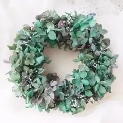 フラワーリース グリーン　No.2 ミニリース　紫陽花　プリザーブドフラワー