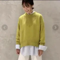 GALERIE VIE ファインウール クルーネックプルオーバー　ライトグリーン