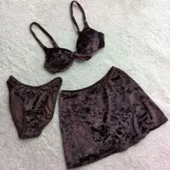 セパレート水着　ダークブラウン　ベルベット　SS〜S