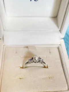 4°Cシルバー真珠、アクアマリンリング　7号