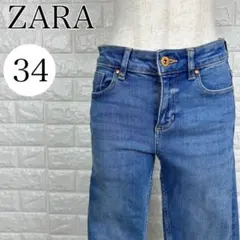 ザラ ZARA デニムパンツ ブルー ストレートフィット レディース A1653のサムネイル