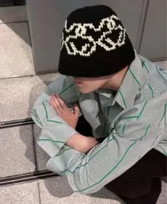 再入荷　クラッシャーハット　バケットハット　手編み　ハットニット帽　山田蓮