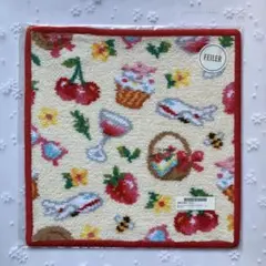 フェイラー×JAL コラボハンカチ　ピクニックガーデン　レッド