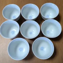 湯飲み 8客セット 白磁 青い小花柄