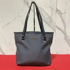 ✨極美品✨ COACH コーチ トートバッグ ハンドバッグ ジャガード ネイビー