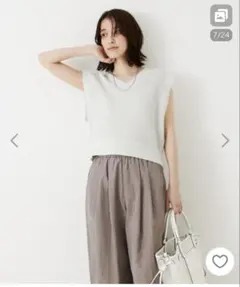 abahouse mavie 片畦ノースリーブ2WAYニット　ホワイト