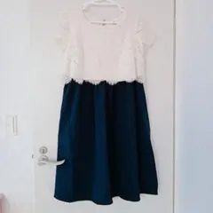 マタニティ授乳口付きレース切り替えワンピ 〜М