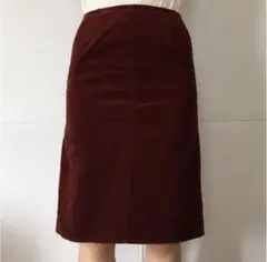 コーデュロイ ロングスカート タイトスカート スリット ブラウン ワインレッド
