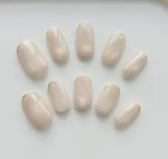 韓国ネイル 水光マグ ベージュ フレンチ 上品 大人可愛い ネイルチップ