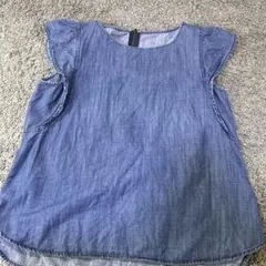 GU デニム フリル袖 ノースリーブトップス