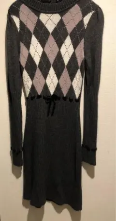 Her lip to Moor Argyle Ribbon Knit Dress - メルカリ